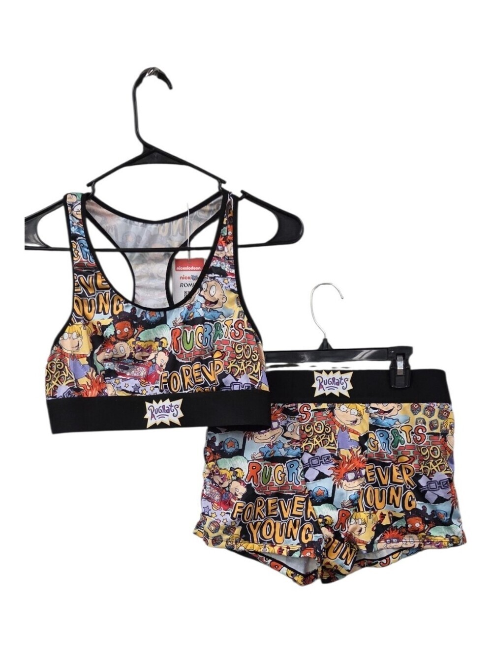 Romwe Rugrats Graphic Sports Bra & Shorts Set - Large NWT